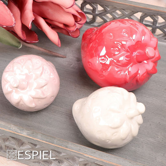 Espiel Decorative Fruit Strawberry made of Ceramic Material Pink 9.5x7.7cm 1pcs