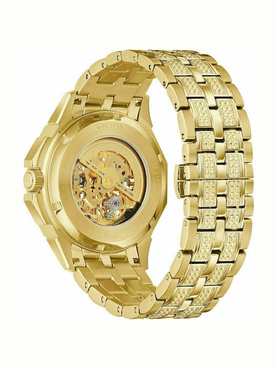 Bulova Crystal Octava Ανδρικό Ρολόι 42mm Αυτόματο με Χρυσό Μεταλλικό Μπρασελέ