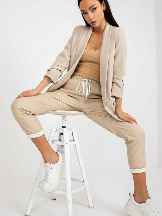 Italy Moda Lang Damen Blazer Light Beige