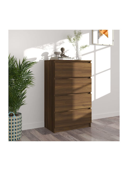 Chest of Drawers of Solid Wood with 4 Drawers 60x35x98.5cm