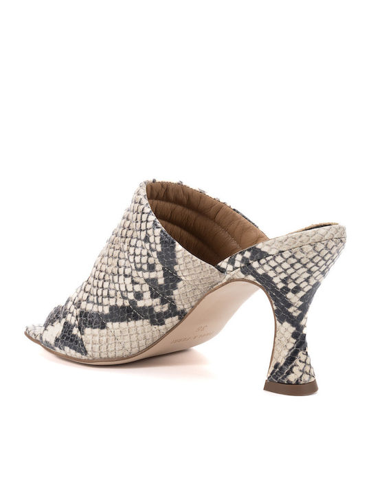 Wing Leder Mules mit Dünn Hoch Absatz Snake