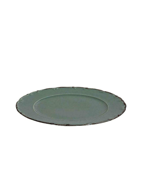 Espiel Liana Plate Shallow Porcelain Green with Diameter 30cm 1pcs