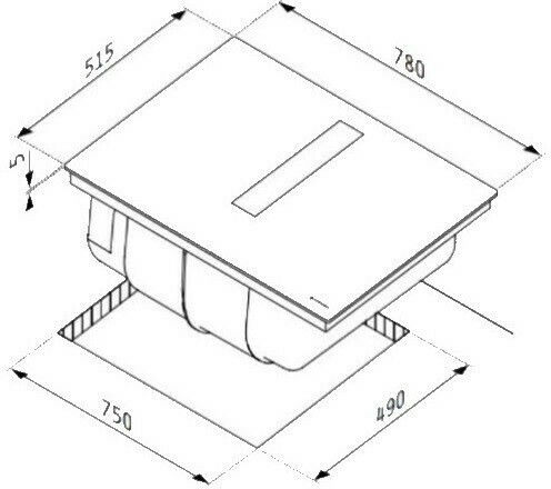 Pyramis Abysso Down Air Induction Cooktop Autonomous with Hood 78x51.5εκ.