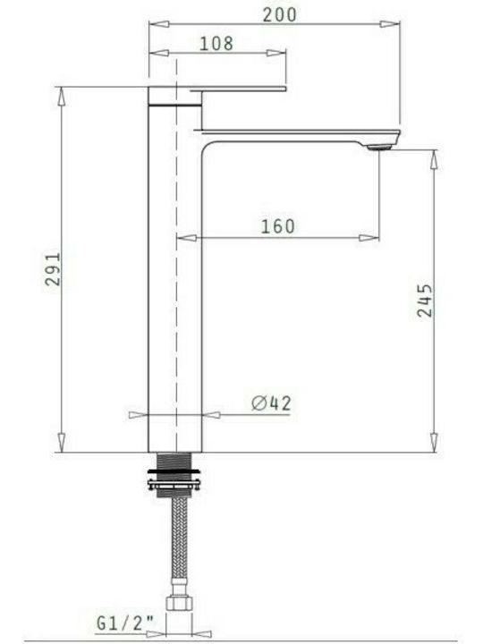 Pyramis Rovetta XL Αναμεικτική Μπαταρία Νιπτήρα Ψηλή Γκρι