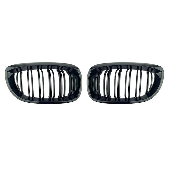 Carner Καρδιές Μάσκας με Διπλή Γρίλια για BMW 3 E46 2003-2006 M4 Look Μαύρο Γυαλιστερό 2τμχ