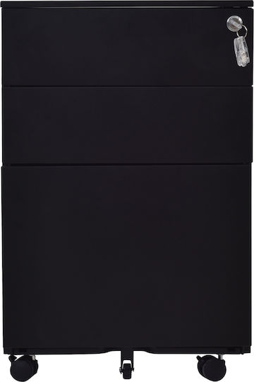 Sertar de Birou Metalic cu Roți și Încuietoare Negru 39x52x60cm E6009,2