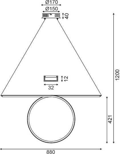 Aca Pendant Light Black 88x17x88cm