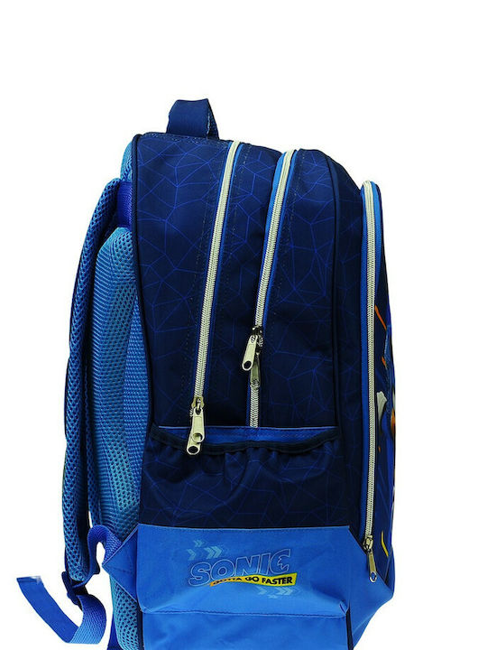 Gim Sonic School Bag Backpack Elementary, Elementary Blue with Water Bottle Holder 27Liters