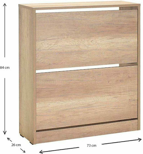 Ξύλινη Παπουτσοθήκη Flat Duo με 2 Ράφια Tori Μ73xΠ26xΥ84cm