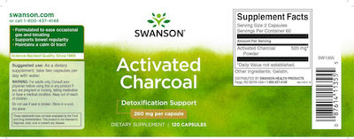 Swanson Activated Charcoal 520mg 120 caps