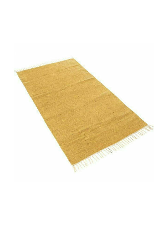 Synchronia Handmade Rug Rectangular Cotton with Fringes Gold Antique