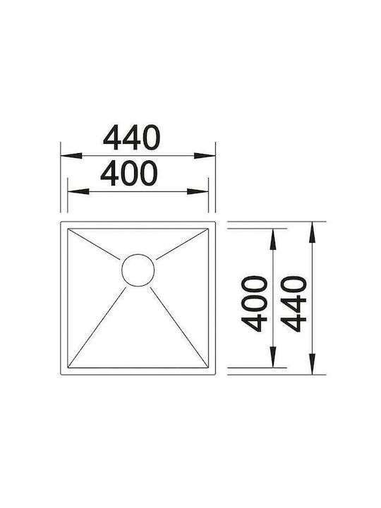 Blanco Zerox 500-U Ένθετος Νεροχύτης Inox Σατινέ Μ54xΠ44cm Dark Steel