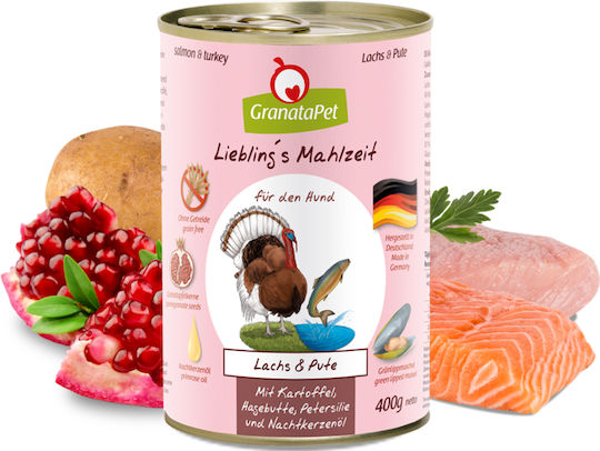 Granata Pet Foods Υγρή Τροφή Σκύλων σε Κονσέρβα με Γαλοπούλα και Σολομό 400gr