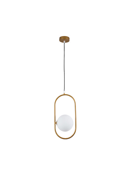 GloboStar Hamburg Hängelampe Gold Kugel mit Fassung E27 20x15x40cm.