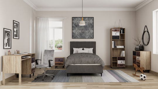 Βιβλιοθήκη Number Sonoma Λευκό Γκρι 60x29.6x180εκ.