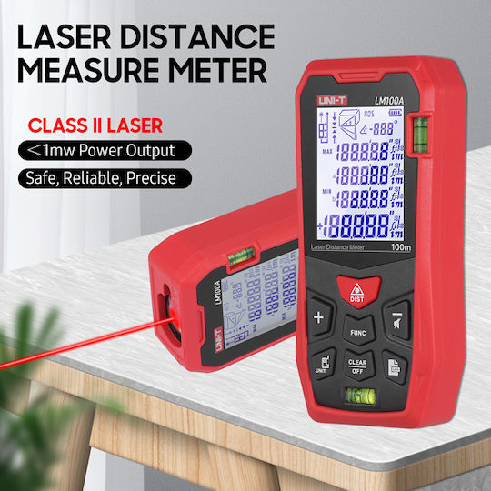 Uni-T Μέτρο Laser LM100A με Εύρος Μέτρησης 0.001m-100m