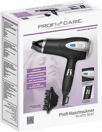 ProfiCare PC-HT 3047 Ionic Haartrockner mit Diffusor 2200W Black