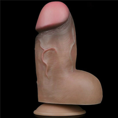 Lovetoy Nature Cock Dual Layered Platinum Realistic Silicone Dildo with Scrotum & Suction Cup Flesh 18cm