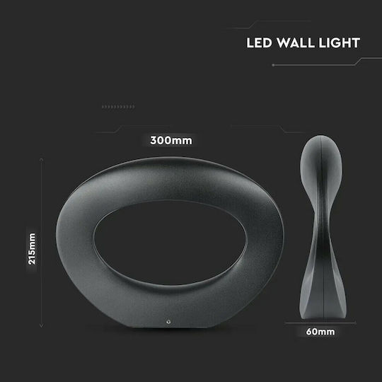 V-TAC Modern Leuchte Wand mit Integrierter LED und Warmweißes Licht Schwarz 30x21.5x6cm