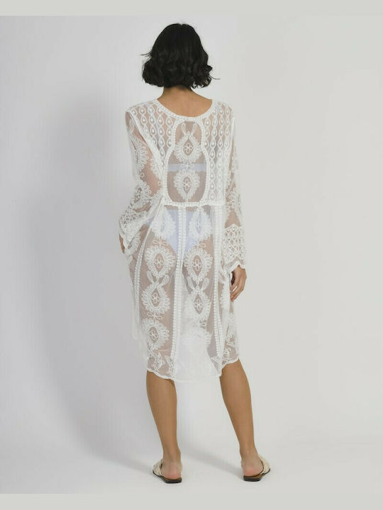 Ble Resort Collection Γυναικείο Κοντό Φόρεμα Παραλίας Λευκό