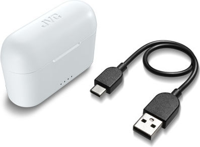 JVC HA-A3T Earbud Bluetooth Handsfree Ακουστικά με Αντοχή στον Ιδρώτα και Θήκη Φόρτισης Λευκά