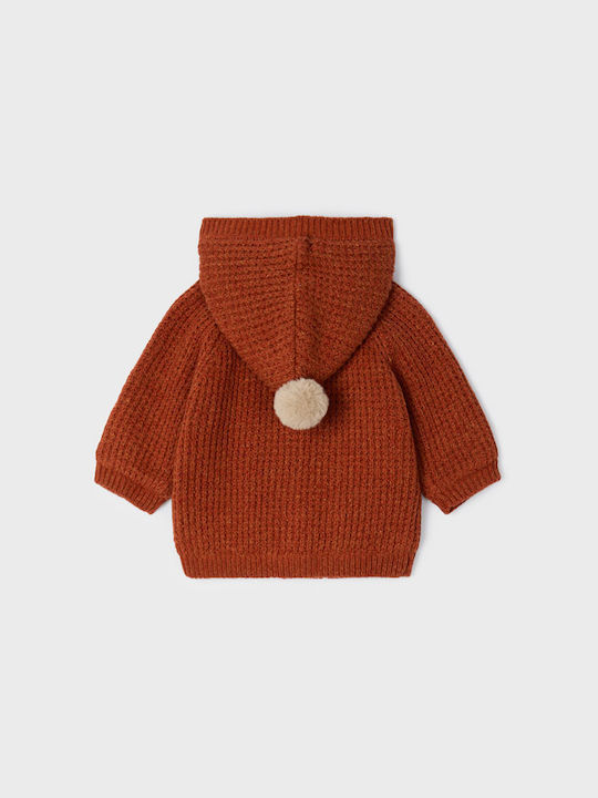 Mayoral Boys Knitted Hooded Cardigan with Zipper Brown