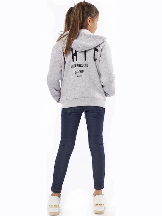 Kids Sweatshirt Cardigan Cotton with Hood Gray