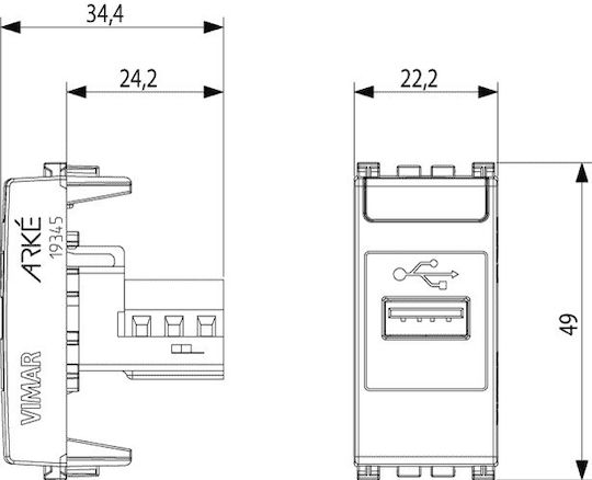 Vimar Мортис Електрически Контакт с 1 USB Порт Бял