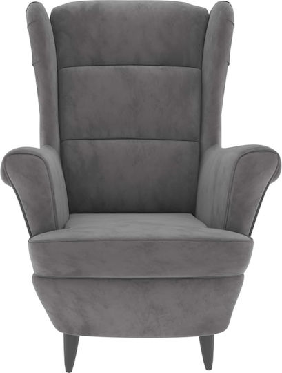 Ohrensessel mit Fußhocker Samt Light Grey 81x90x96.5cm