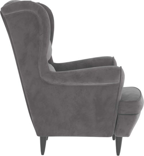Ohrensessel mit Fußhocker Samt Light Grey 81x90x96.5cm