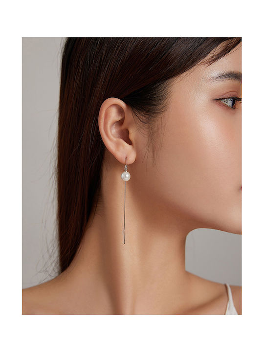 Bamoer Women's Silver Pendants Earrings for Ears with Pearl