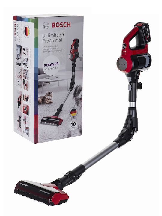 Bosch Unlimited 7 ProAnimal Επαναφορτιζόμενη Σκούπα Stick 18V Red