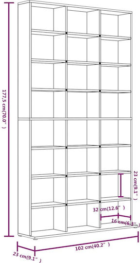 vidaXL Floor Standing Case 102x23x177.5cm