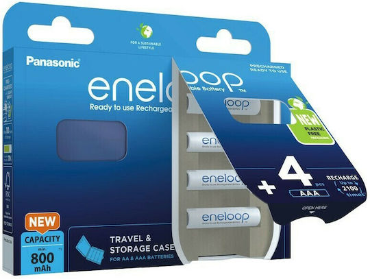 Panasonic Eneloop & Storage Case Rechargeable Battery AAA Ni-MH 800mAh 1.2V 4pcs