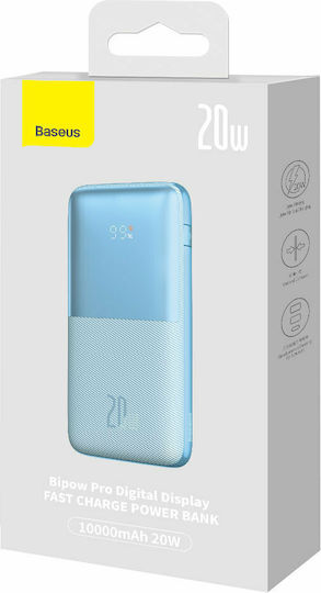 Baseus Bipow Pro Power Bank 10000mAh 20W с 2 USB-A порта и USB-C порт Син