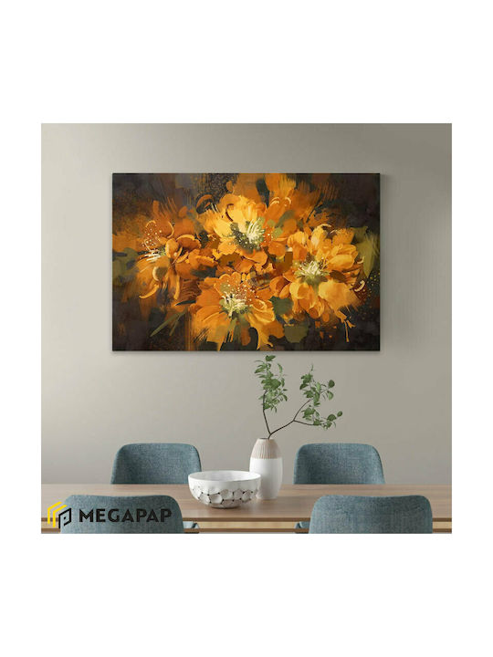 Megapap Orange Flowers Painting on Canvas 120x60cm