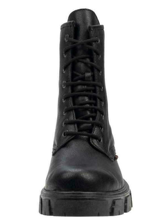 R Leder Stiefeletten Damen Schwarz