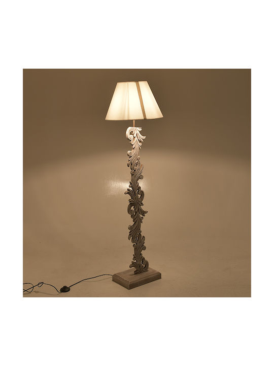 Inart Vintage Floor Lamp H144xW40cm. with Socket for Bulb E27 Beige