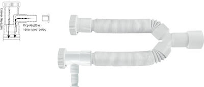 Viospiral Kunststoff Doppelt Siphon Spülbecken Flexibel mit Ausgang 40mm Weiß