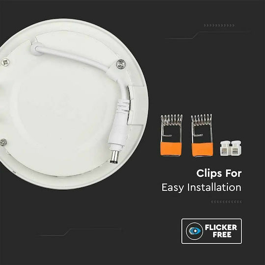 V-TAC Στρογγυλό Χωνευτό LED Panel 18W με Φυσικό Λευκό Φως 4000K 21εκ.
