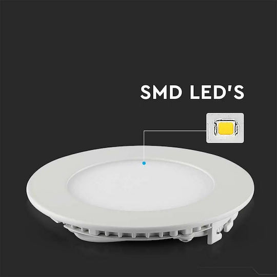 V-TAC Στρογγυλό Χωνευτό LED Panel 18W με Φυσικό Λευκό Φως 4000K 21εκ.
