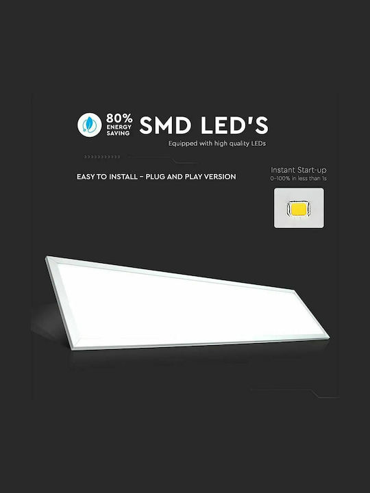 V-TAC Vt-12031 Rectangular Recessed LED Panel 29W with Cool White Light 6000K 120x30cm