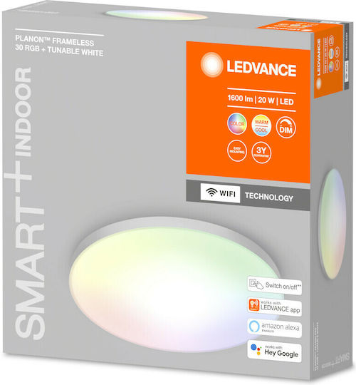 Ledvance Smart Planon Frameless Wifi Rund Draußen LED Panel 20W mit RGB Beleuchtung