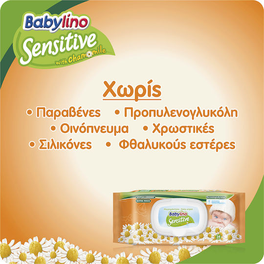 Babylino Sensitive Hypoallergen Babytücher ohne Alkohol & Parabene 54Stk