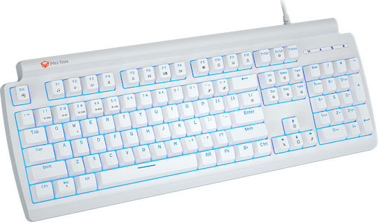 Meetion MK600 Gaming Μηχανικό Πληκτρολόγιο με Custom Blue διακόπτες και RGB φωτισμό (Αγγλικό US) Λευκό