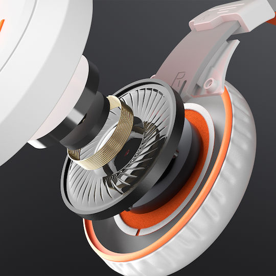 Meetion HP021 Over Ear Gaming Headset with Connection 3.5mm / USB White/Orange