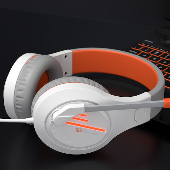 Meetion HP021 Over Ear Gaming Headset with Connection 3.5mm / USB White/Orange