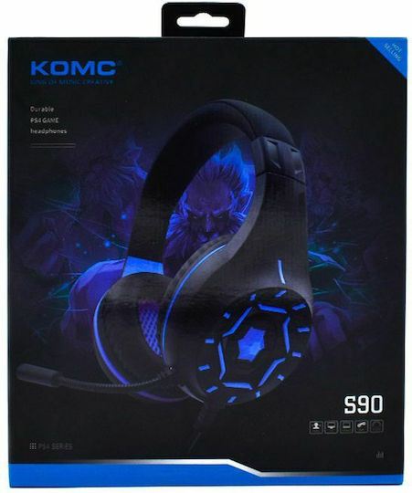 Komc S90 Over Ear Gaming Headset με σύνδεση 3.5mm Blue/Black