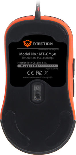Meetion GM30 RGB Gaming Ποντίκι 4000 DPI Μαύρο
