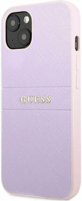 Guess Saffiano Hot Stamp Metal Logo Plastic Back Cover Purple (iPhone 13 mini)